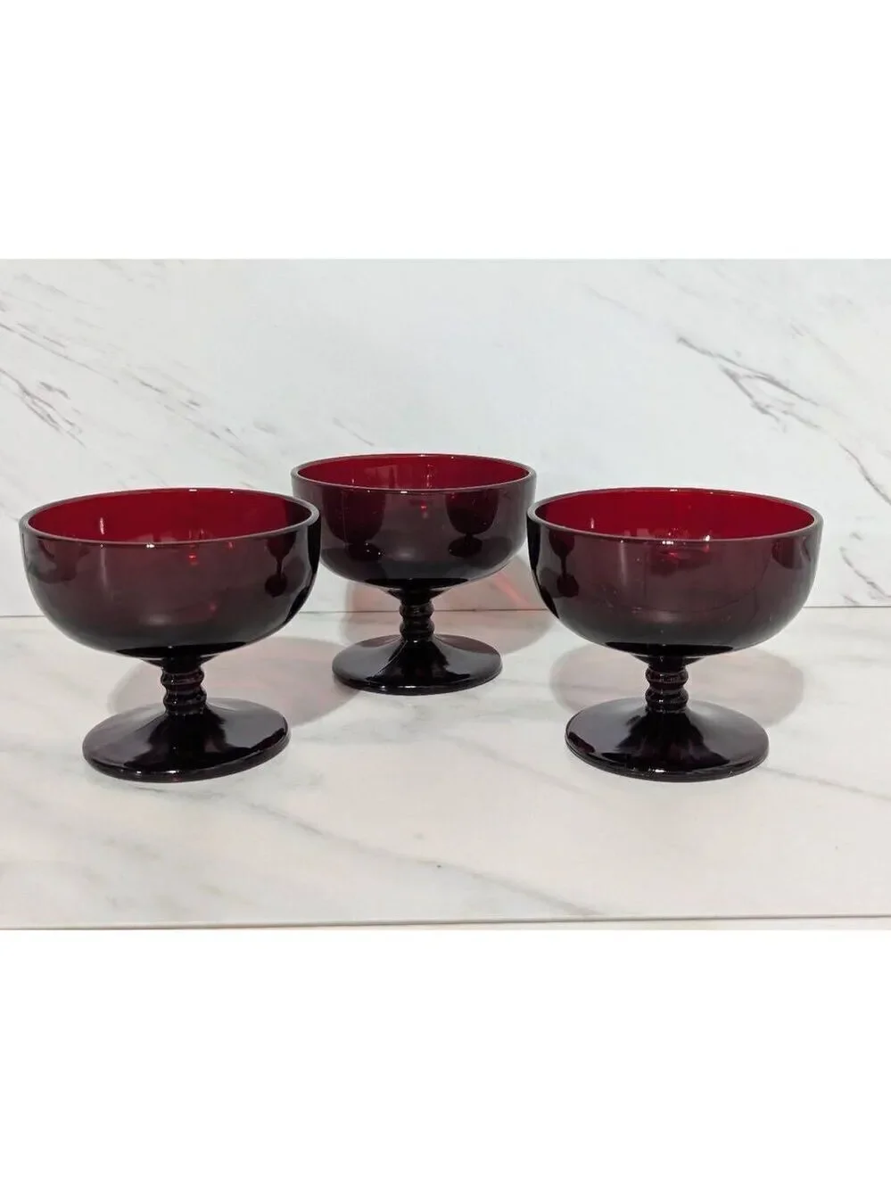 Vintage Royal Ruby Anchor Hocking Sherbet Glasses 3-Pieces